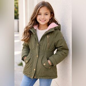 Weatherproof Girls Olive Green Fleece Lined Parka Jacket 7/8